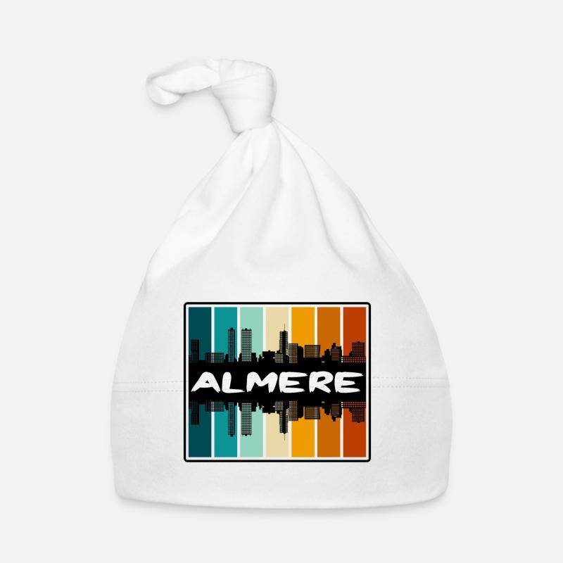 Almere Pays-Bas Skyline Silhouette Souve de voyage Bonnet bio Bébé