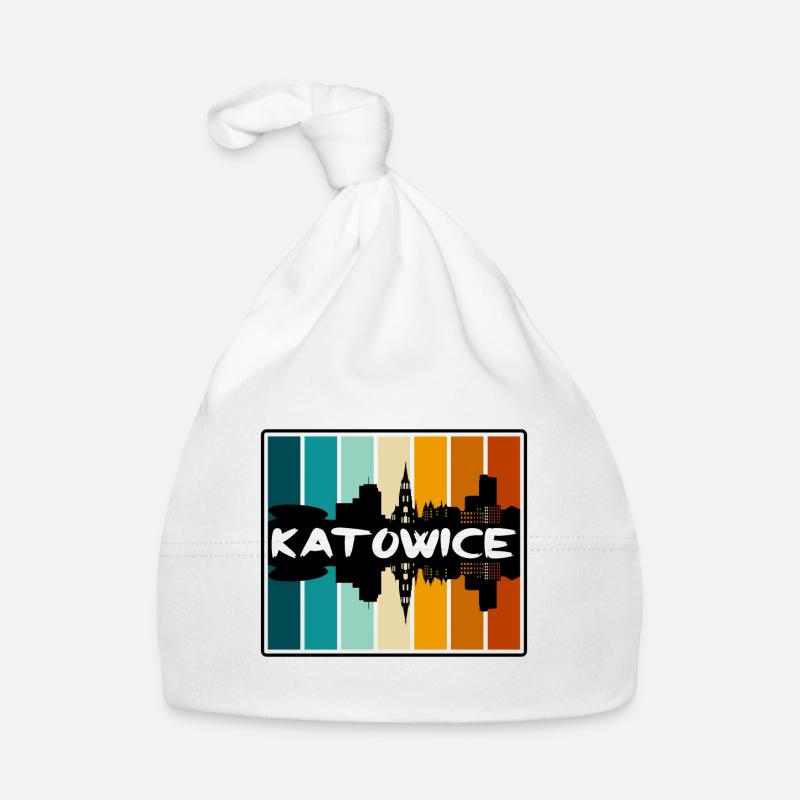Katowice Pologne Skyline Silhouette Souvenir de voyage Bonnet bio Bébé