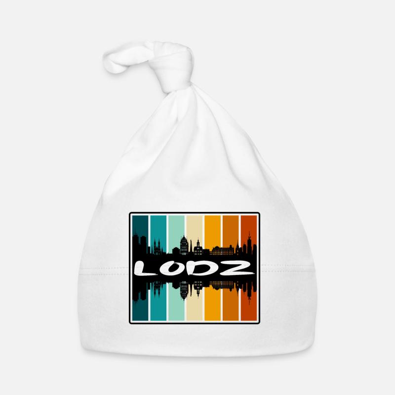 Lodz Pologne Skyline Silhouette Souvenir de voyage Bonnet bio Bébé