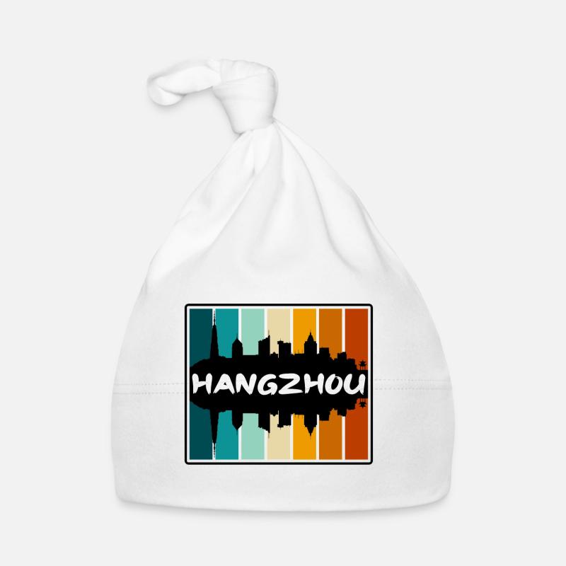Hangzhou Chine Skyline Silhouette Souvenir de voyage Bonnet bio Bébé