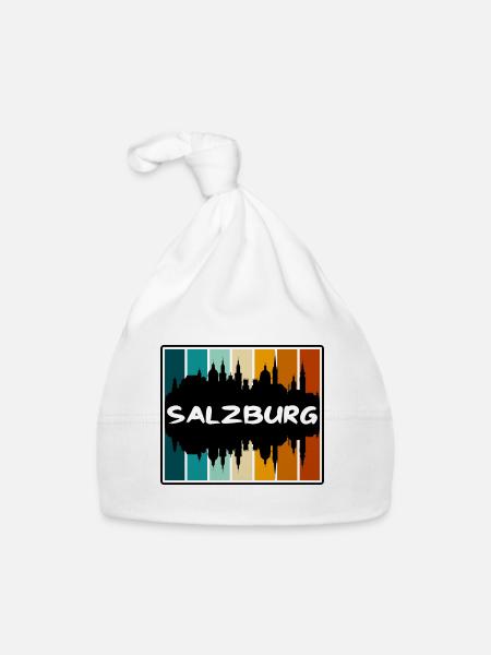 Salzburg Austria Skyline Silhouette Travel Souveni - Organic Baby Cap - white - Front