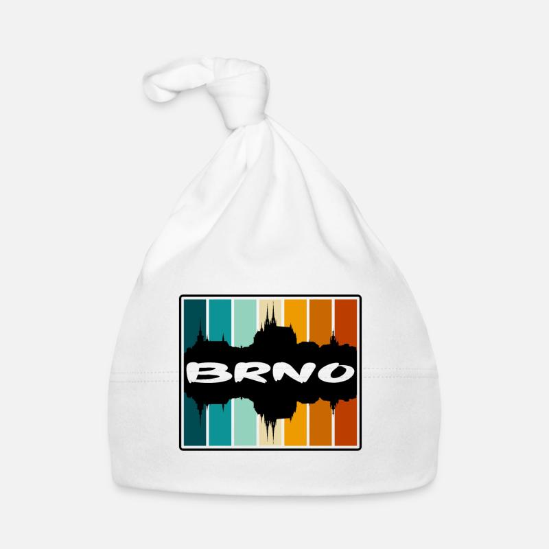 Brno Tchéquie Skyline Silhouette Souvenir de voyage Bonnet bio Bébé