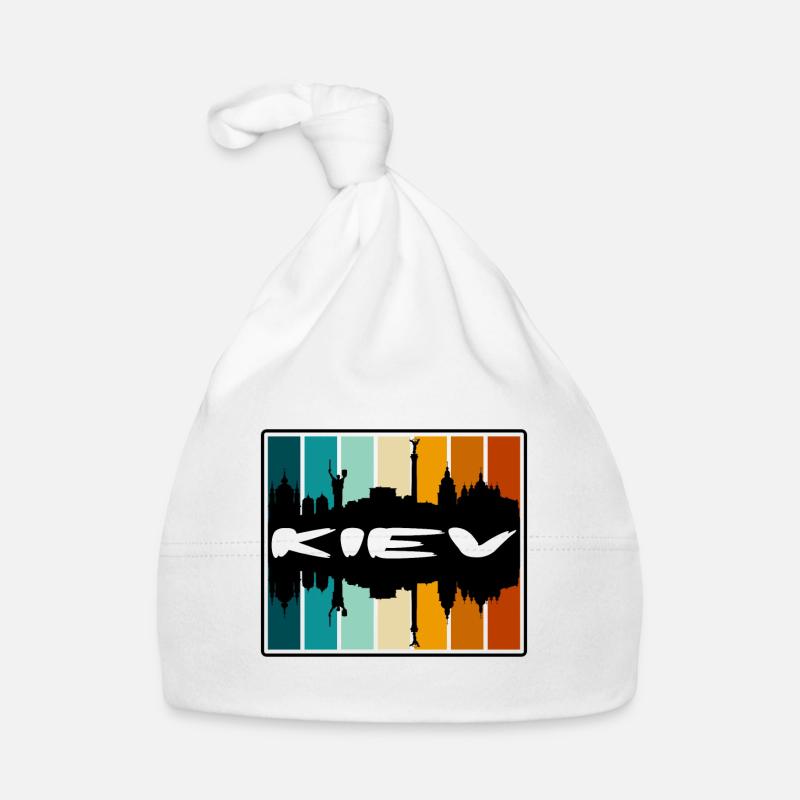 Kiev Ukraine Skyline Silhouette Souvenir de voyage - Bonnet bio Bébé - blanc