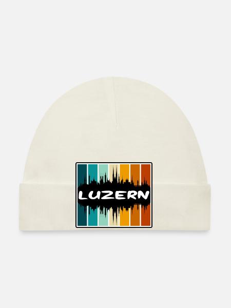 Luzern Schweiz Skyline Silhouette Travel Souve - Baby Bio-Mütze - Weiß - Vorne