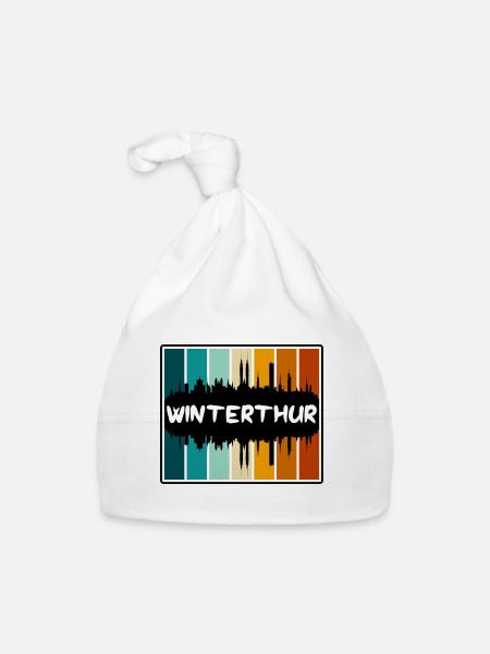 Winterthur Switzerland Skyline Silhouette Travel S - Organic Baby Cap - white - Front