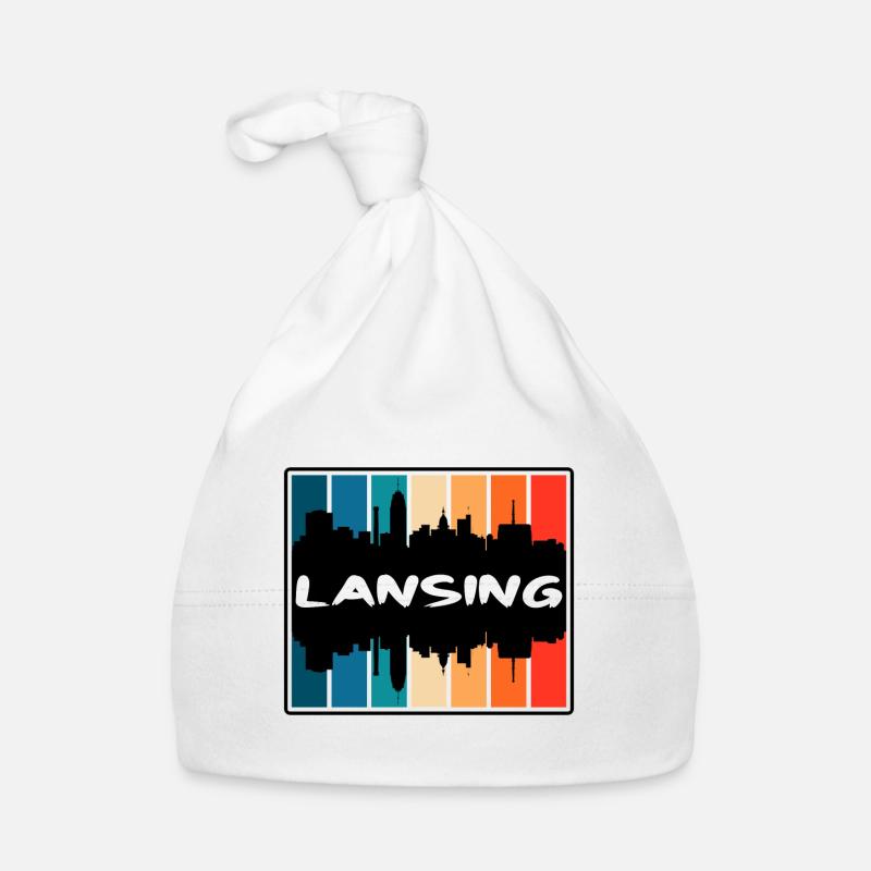 Lansing Michigan États-Unis Skyline Silhouette Voyage Sou Bonnet bio Bébé