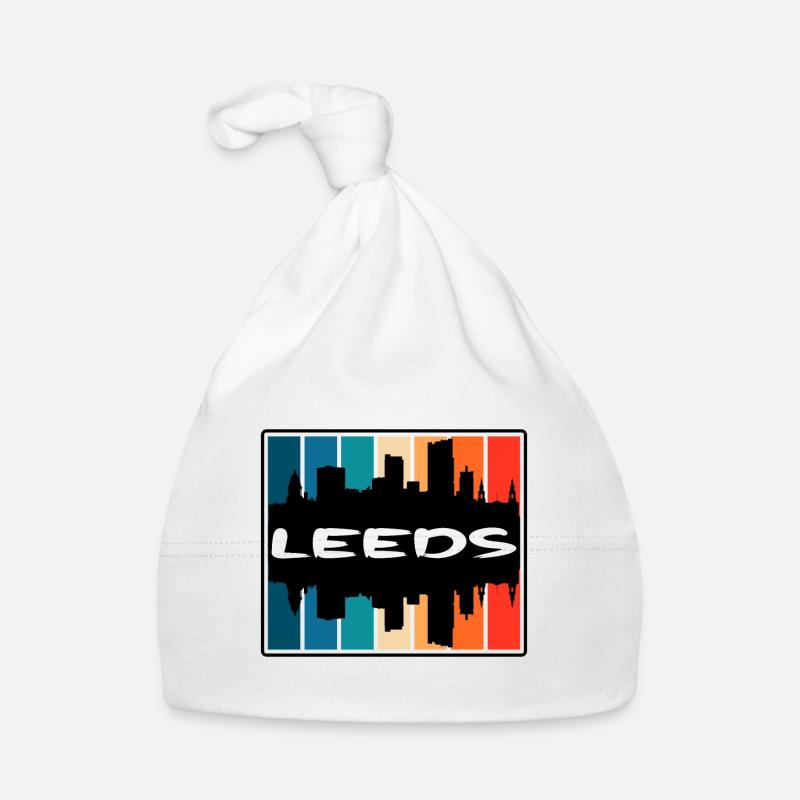 Leeds Angleterre Skyline Silhouette Souvenir de voyage Bonnet bio Bébé