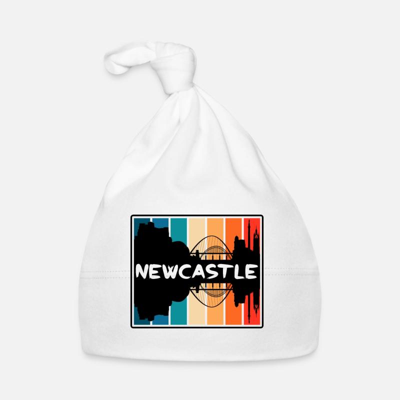 Newcastle Angleterre Skyline Silhouette Travel Souven Bonnet bio Bébé