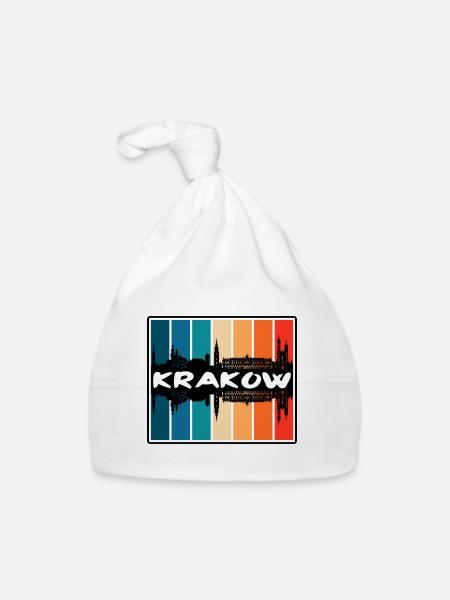 Cracovie Pologne Skyline Silhouette Souvenir de voyage - Bonnet bio Bébé - blanc - Devant