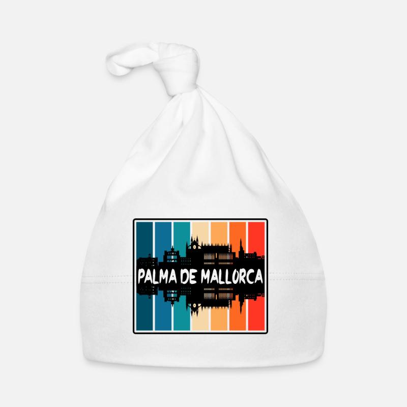 Palma De Mallorca Espagne Skyline Silhouette Voyage - Bonnet bio Bébé - blanc