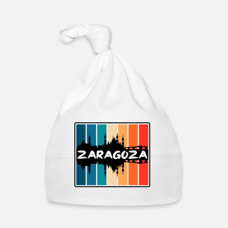 Zaragoza Spanien Skyline Silhouette Reise Souvenir Baby Bio-Mütze