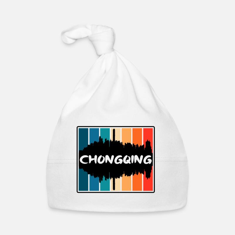 Chongqing Chine Skyline Silhouette Souvenir de voyage Bonnet bio Bébé