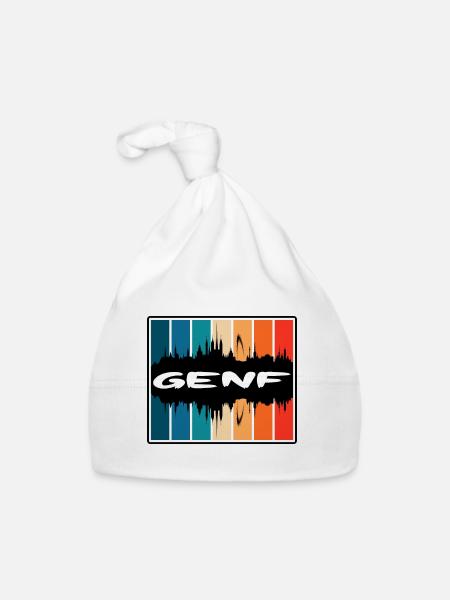 Genf Schweiz Skyline Silhouette Travel Souveni - Baby Bio-Mütze - Weiß - Vorne