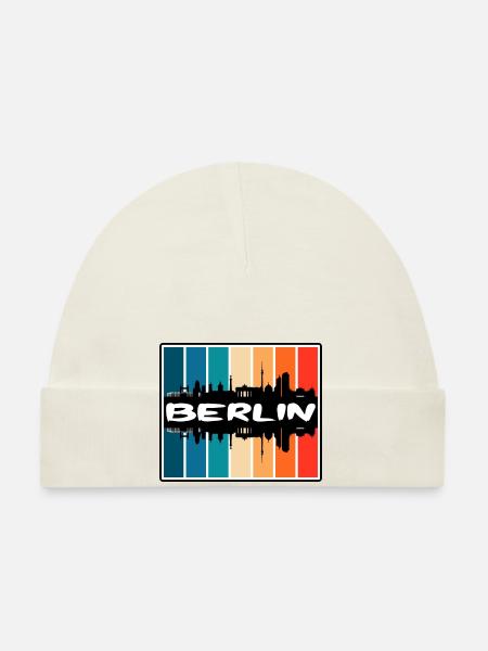 Berlin Deutschland Skyline Silhouette Reisesouvenir - Baby Bio-Mütze - Weiß - Vorne
