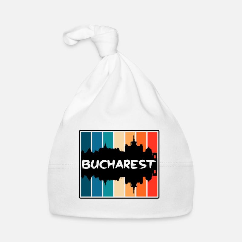 Bucarest Roumanie Skyline Silhouette Travel Souven Bonnet bio Bébé