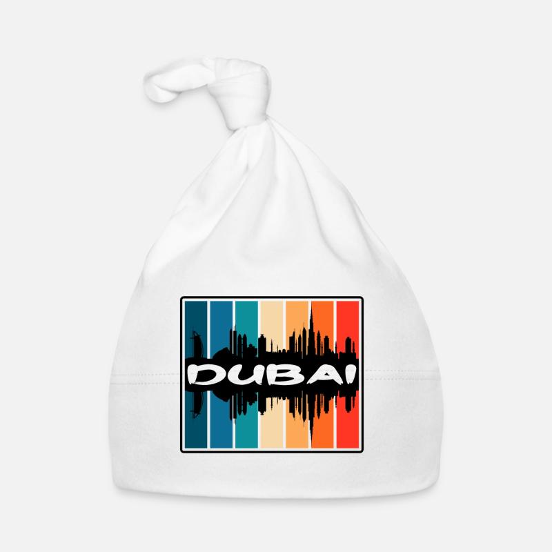 Dubaï Eau Skyline Silhouette Souvenir de voyage Bonnet bio Bébé