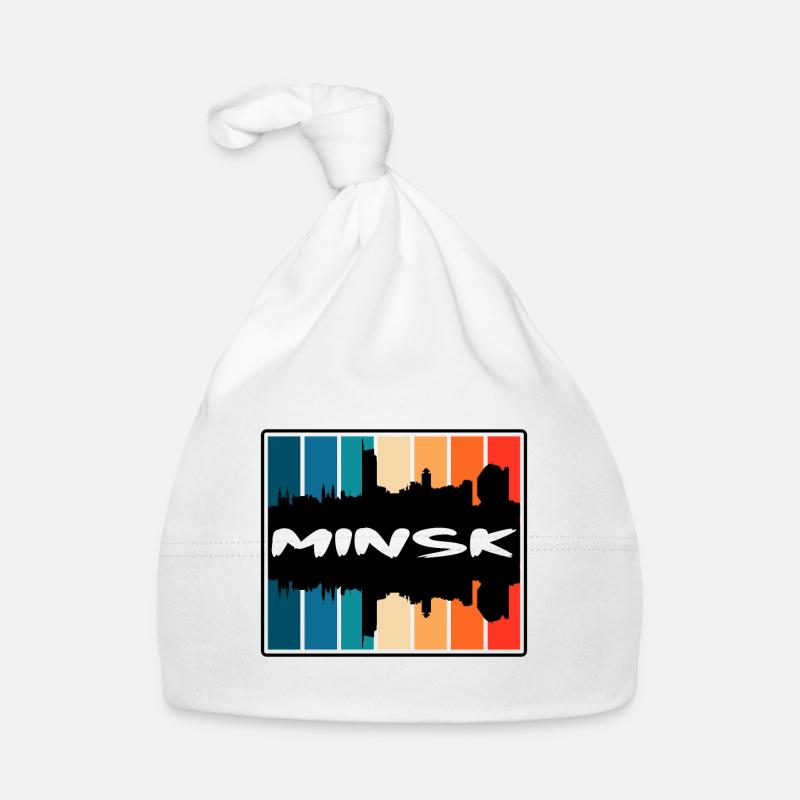 Minsk Biélorussie Skyline Silhouette Souvenir de voyage Bonnet bio Bébé