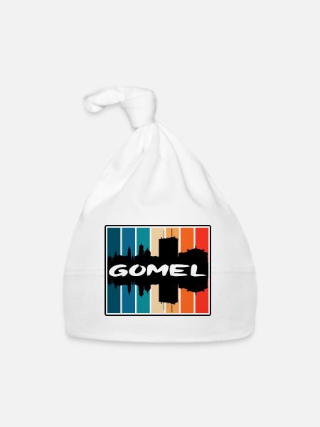 Gomel Belarus Skyline Silhouette Travel Souvenir - Organic Baby Cap - white - Front
