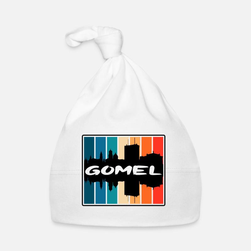 Gomel Biélorussie Skyline Silhouette Souvenir de voyage Bonnet bio Bébé