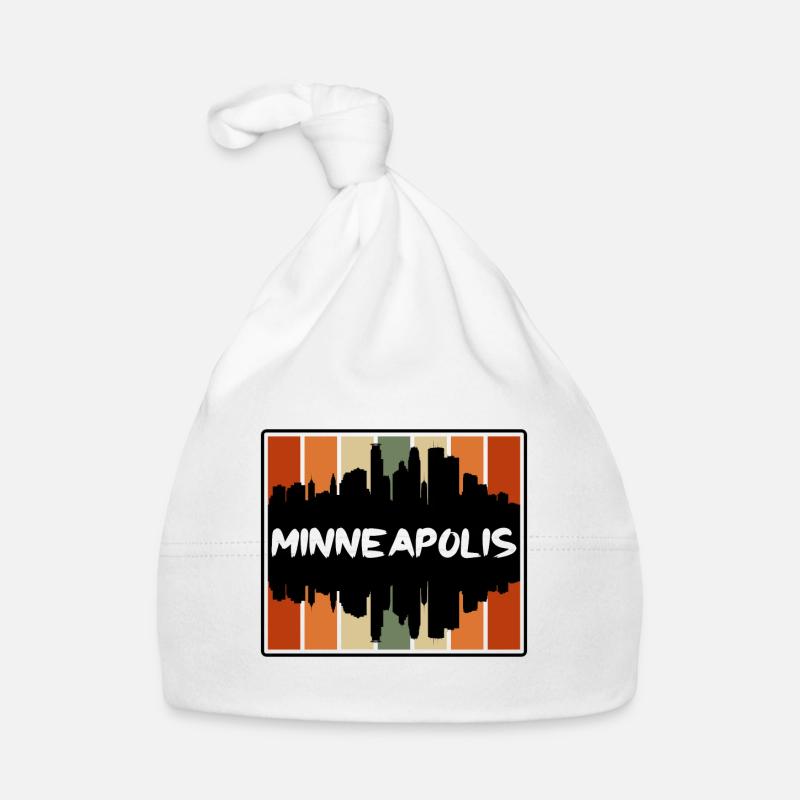 Minneapolis Minnesota États-Unis Skyline Silhouette Trave - Bonnet bio Bébé - blanc
