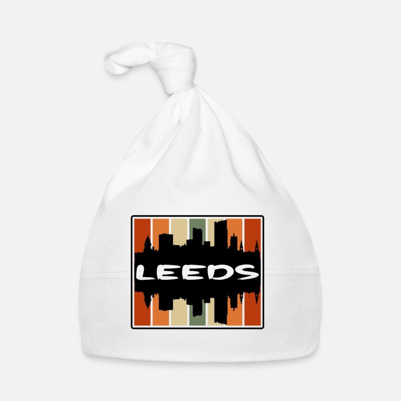Leeds Angleterre Skyline Silhouette Souvenir de voyage Bonnet bio Bébé