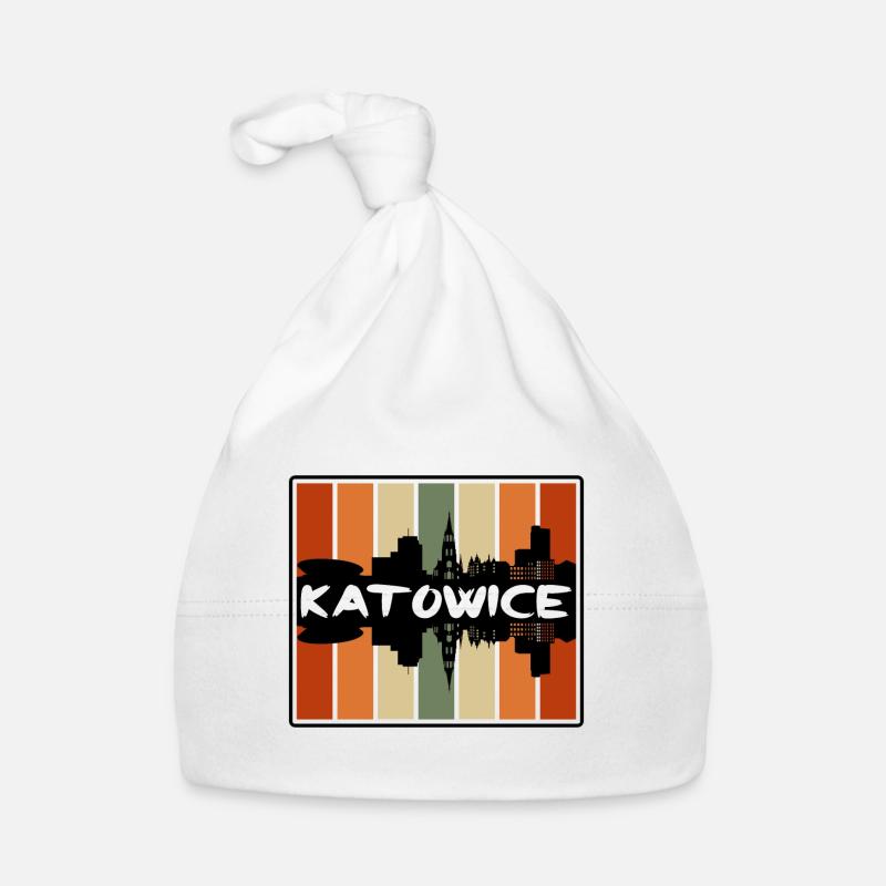 Katowice Pologne Skyline Silhouette Souvenir de voyage Bonnet bio Bébé