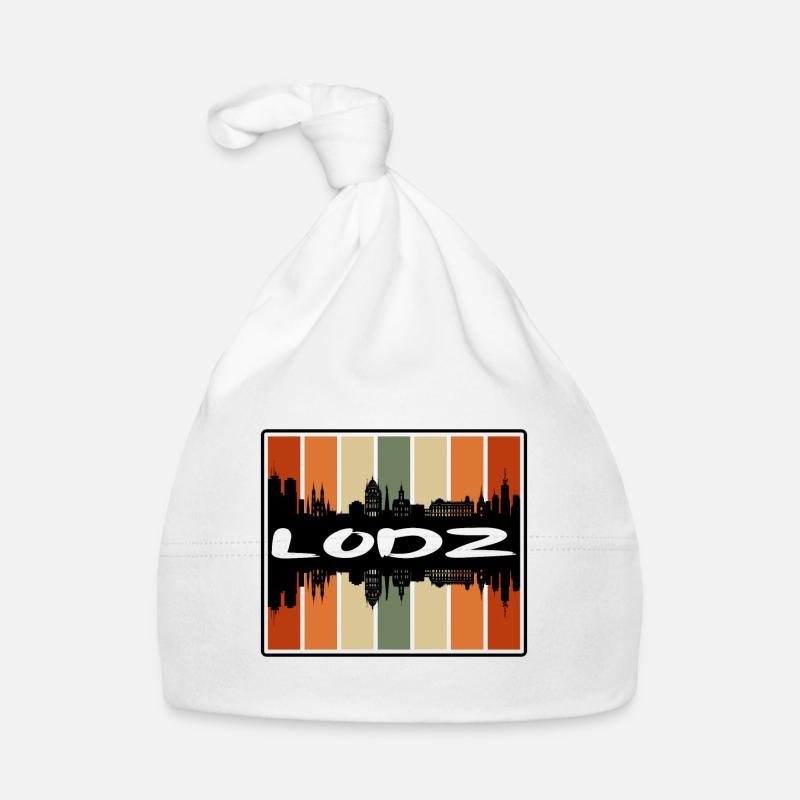 Lodz Pologne Skyline Silhouette Souvenir de voyage Bonnet bio Bébé