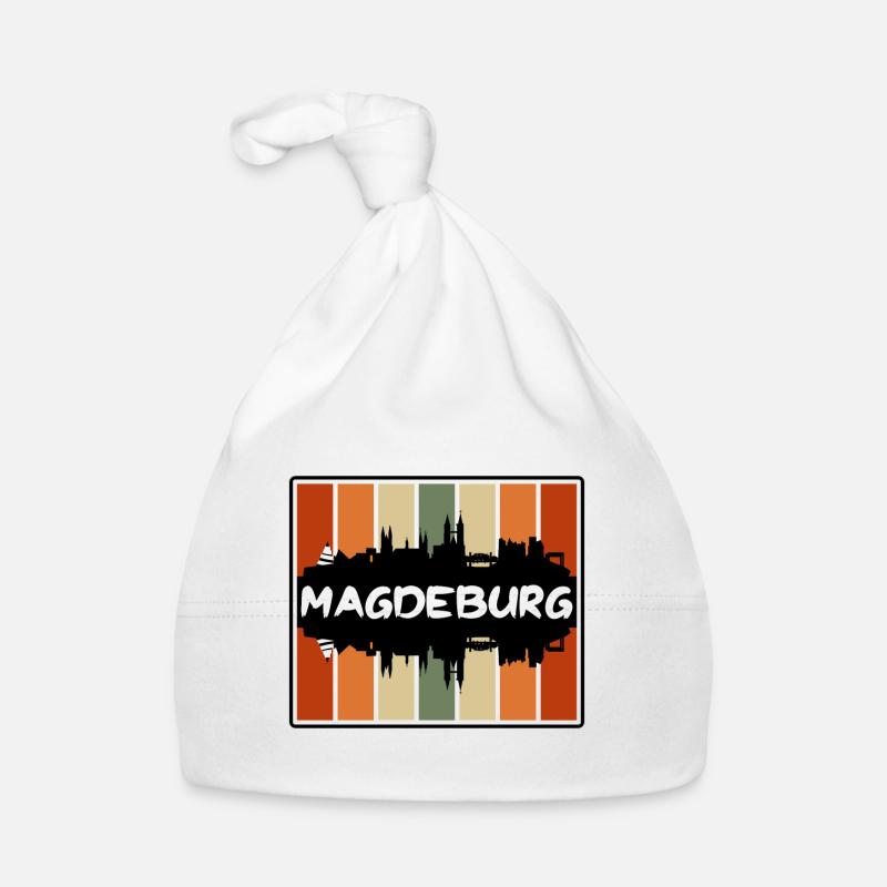 Magdeburg Germany Skyline Silhouette Travel Souven Organic Baby Cap