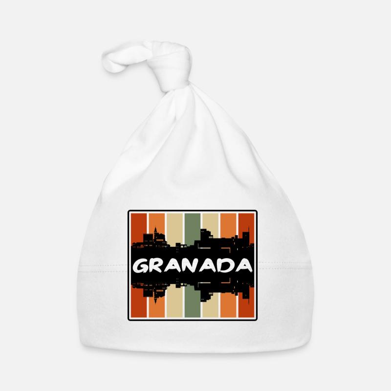 Grenade Espagne Skyline Silhouette Souvenir de voyage Bonnet bio Bébé