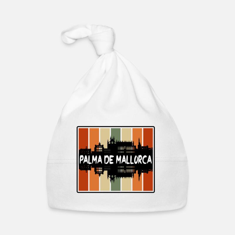 Palma De Mallorca Espagne Skyline Silhouette Voyage - Bonnet bio Bébé - blanc