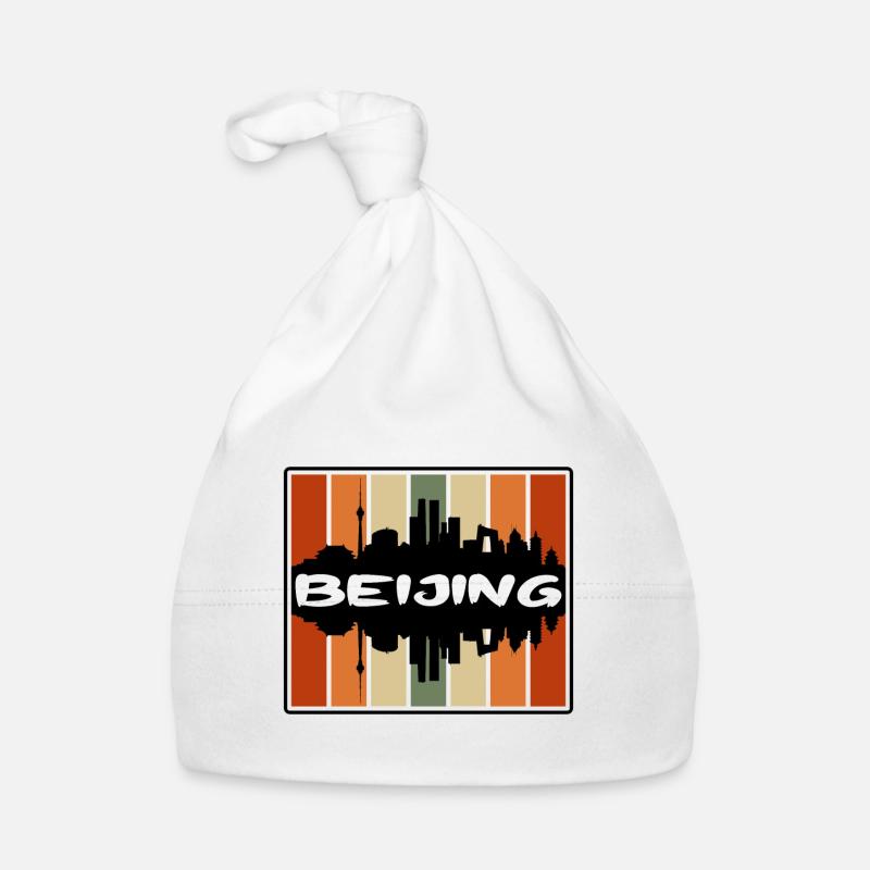 Beijing Chine Skyline Silhouette Voyage Souvenir Bonnet bio Bébé