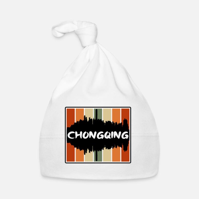 Chongqing Chine Skyline Silhouette Souvenir de voyage Bonnet bio Bébé