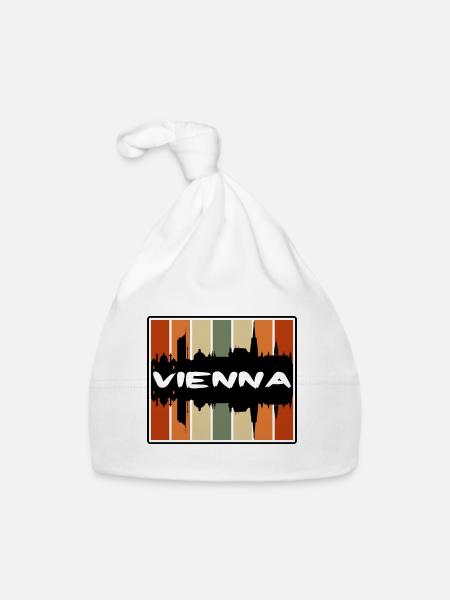 Vienna Austria Skyline Silhouette Travel Souvenir - Organic Baby Cap - white - Front