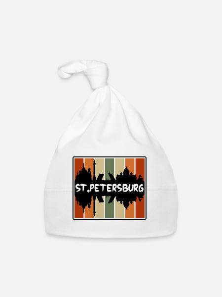Saint-Pétersbourg Russie Skyline Silhouette Travel Sou - Bonnet bio Bébé - blanc - Devant