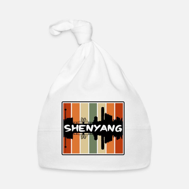 Shenyang Chine Skyline Silhouette Voyage Souvenir Bonnet bio Bébé