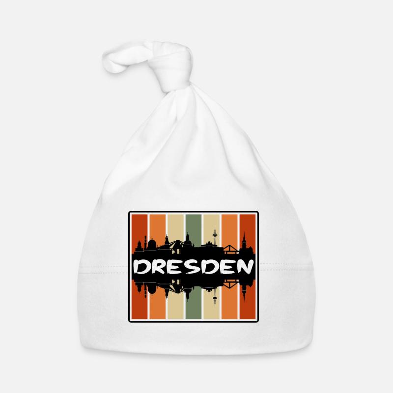 Dresde Allemagne Skyline Silhouette Souvenir de voyage Bonnet bio Bébé