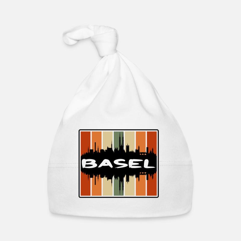 Basel Switzerland Skyline Silhouette Travel Souven Organic Baby Cap