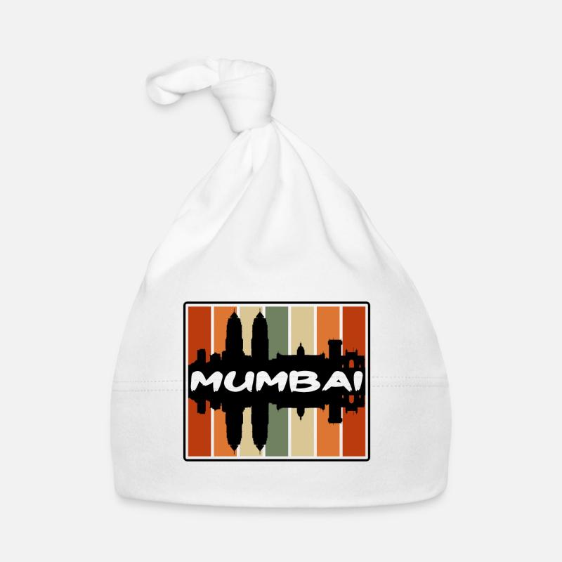Mumbai Inde Skyline Silhouette Souvenir de voyage Bonnet bio Bébé