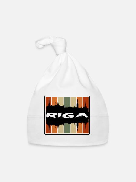 Riga Lettonie Skyline Silhouette Souvenir de voyage - Bonnet bio Bébé - blanc - Devant