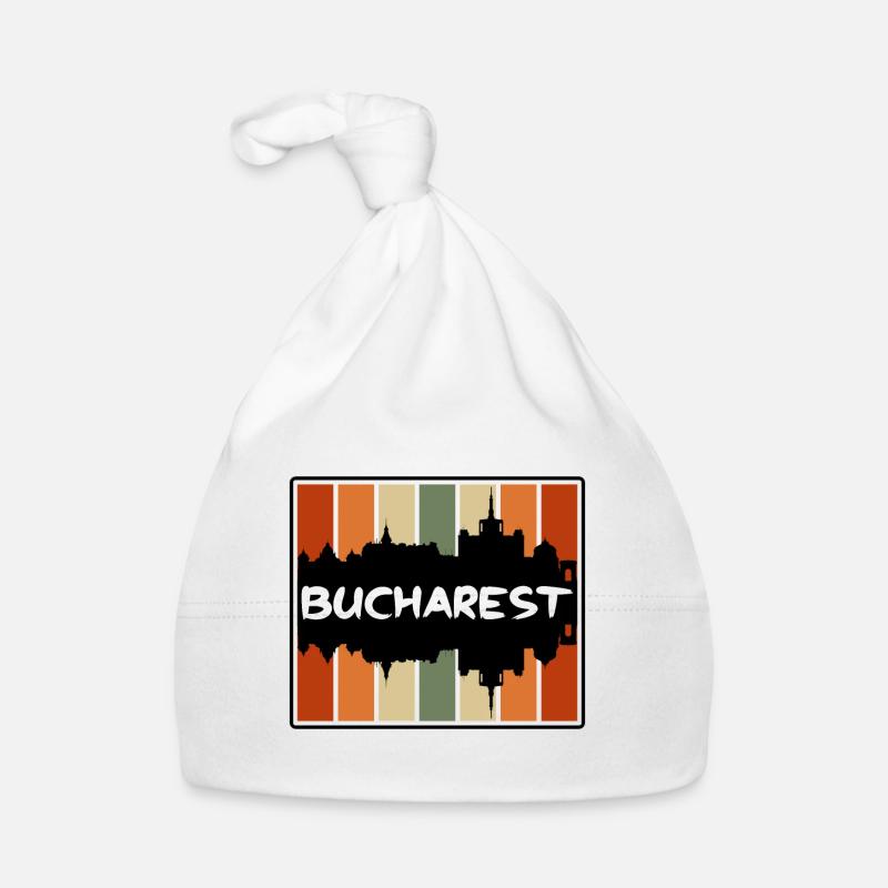 Bucarest Roumanie Skyline Silhouette Travel Souven Bonnet bio Bébé