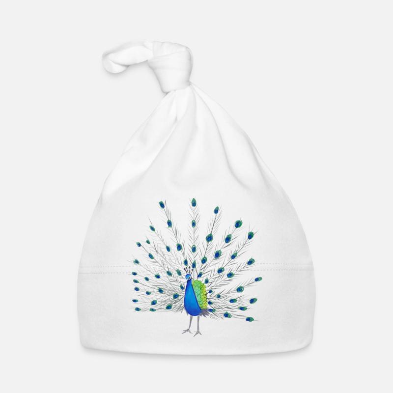Peacock Feather Art Organic Baby Cap