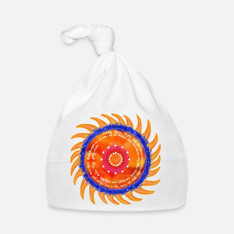 Police blanche Sunshine Mandala - Bonnet bio Bébé - blanc