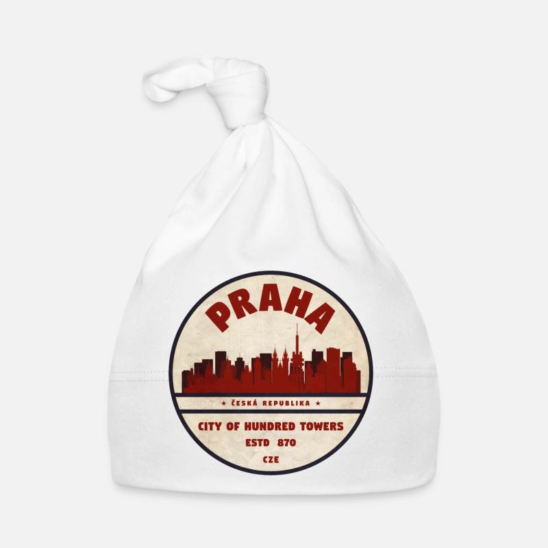 Logo rond vintage de la Skyline de Prague Bonnet bio Bébé