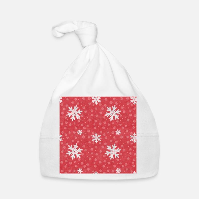 Flocons de neige à Noël - Bonnet bio Bébé - blanc