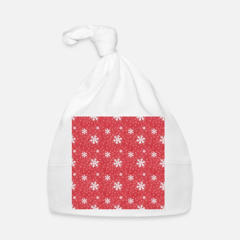 Flocons de neige à Noël - Bonnet bio Bébé - blanc