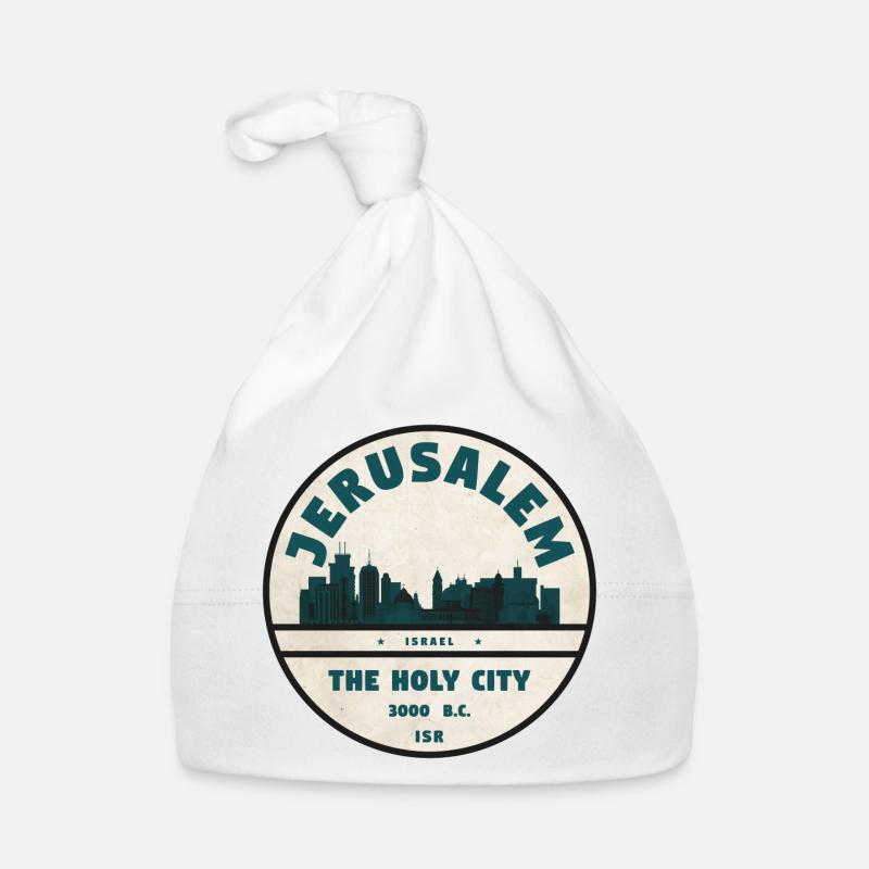 Jerusalem Skyline Retro Abzeichen Baby Bio-Mütze