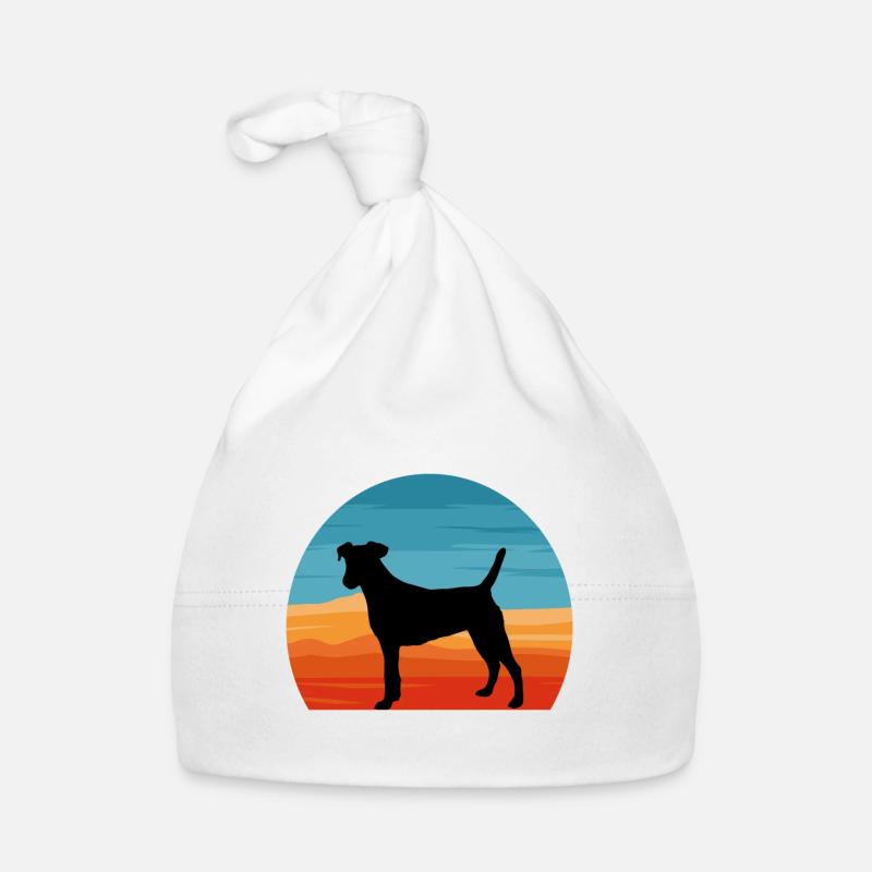 Chilien Fox Terrier Dog Silhouette Rétro Coucher de soleil Bonnet bio Bébé