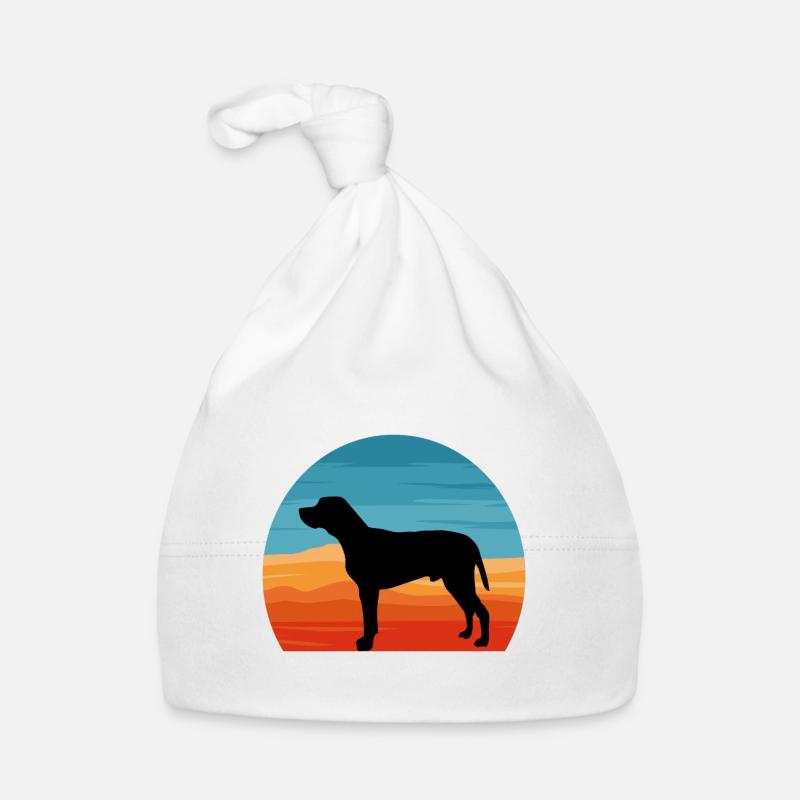 Braque Du Bourbonnais Chien Silhouette Rétro Coucher de Soleil Bonnet bio Bébé