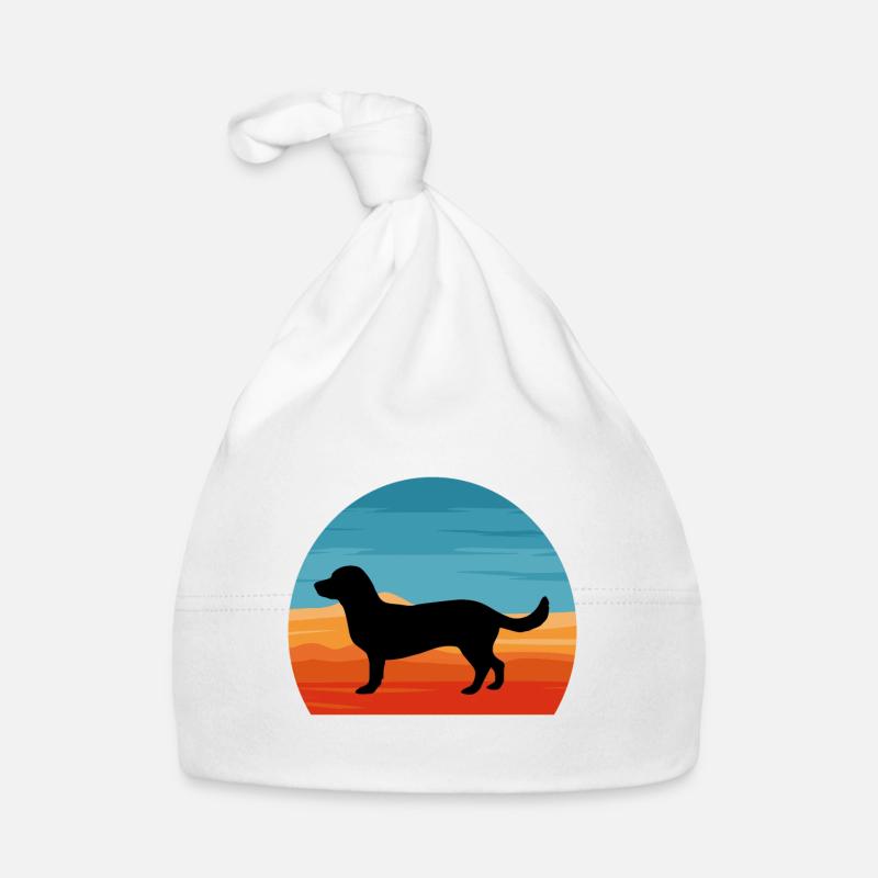 Alpine Dachsbracke Dog Silhouette Retro Sunset Bonnet bio Bébé