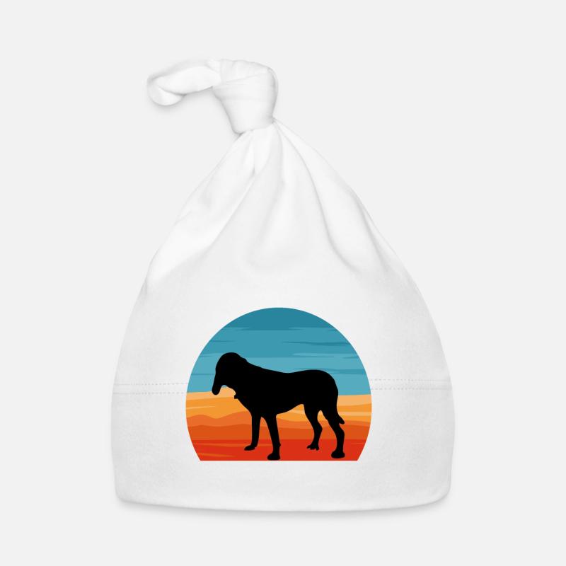 Bluetick Coonhound Dog Silhouette Rétro Coucher de soleil Bonnet bio Bébé